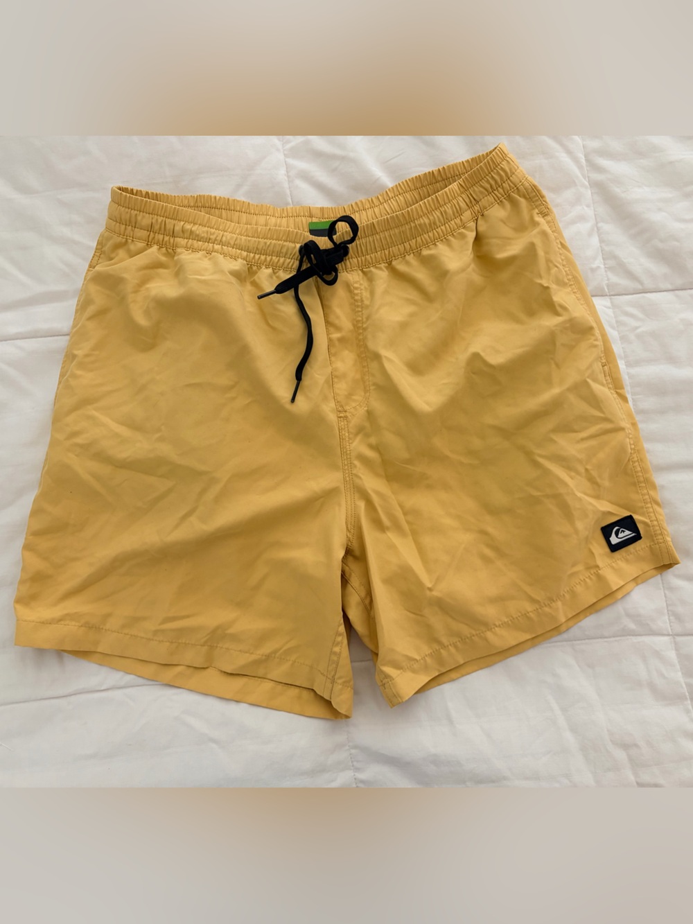 Quiksilver Yellow and Black Elastic Waist Swim Shorts